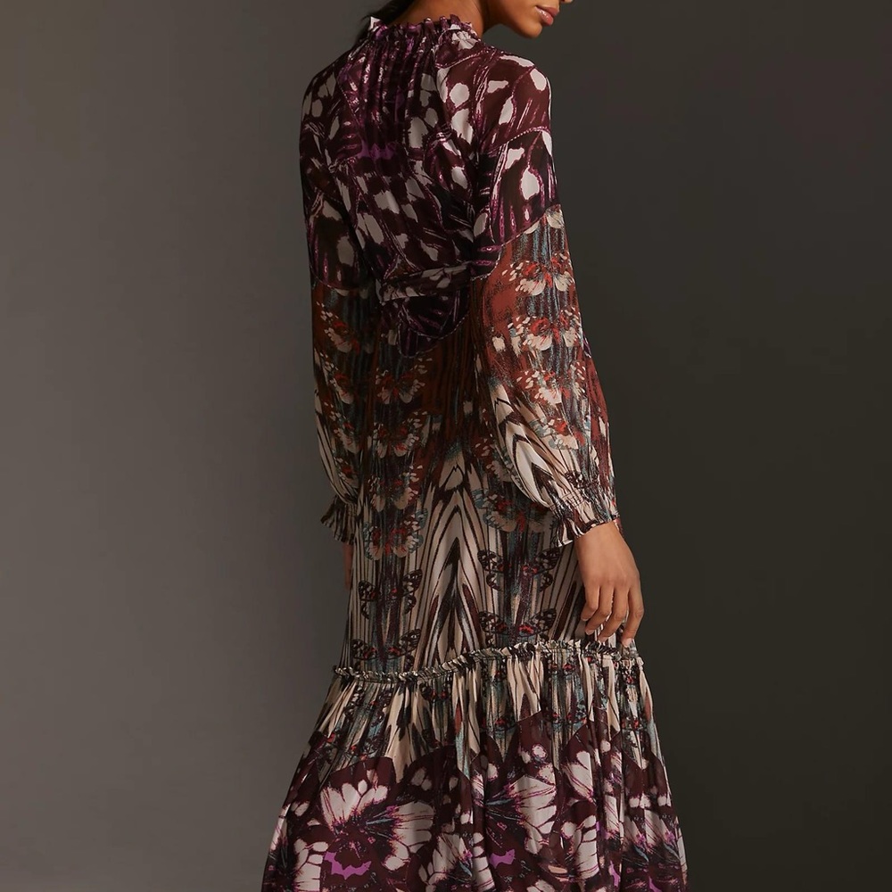 By Anthropologie Long-Sleeve Wrap Midi Dress
